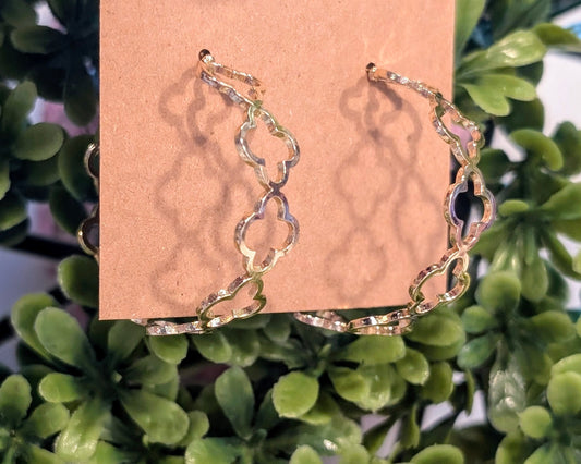 Gold Clover Hoop Earrings