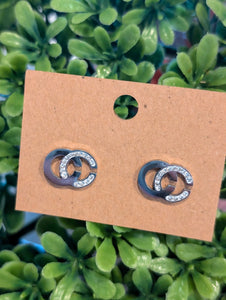 Silver Bling C Stud earrings