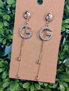 Gold Bling G Dangle Earrings