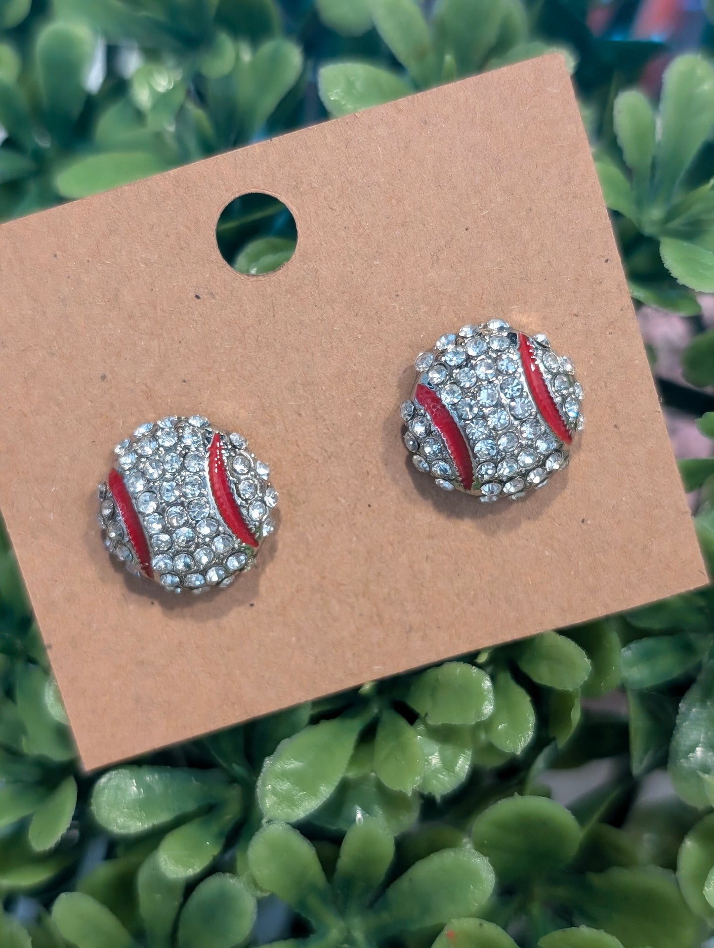 Bling Baseball Stud Earrings