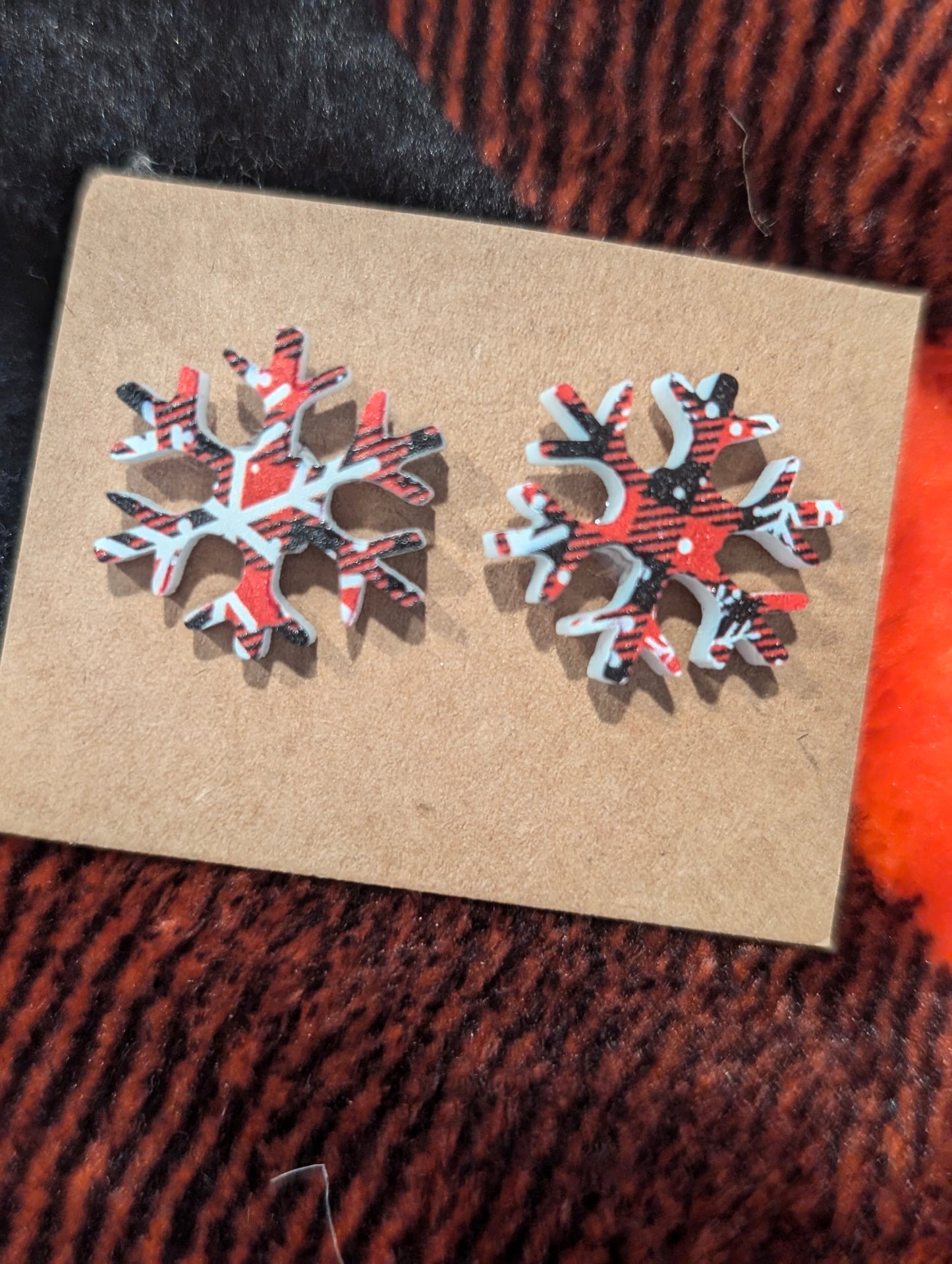 Plaid Snowflake Earings