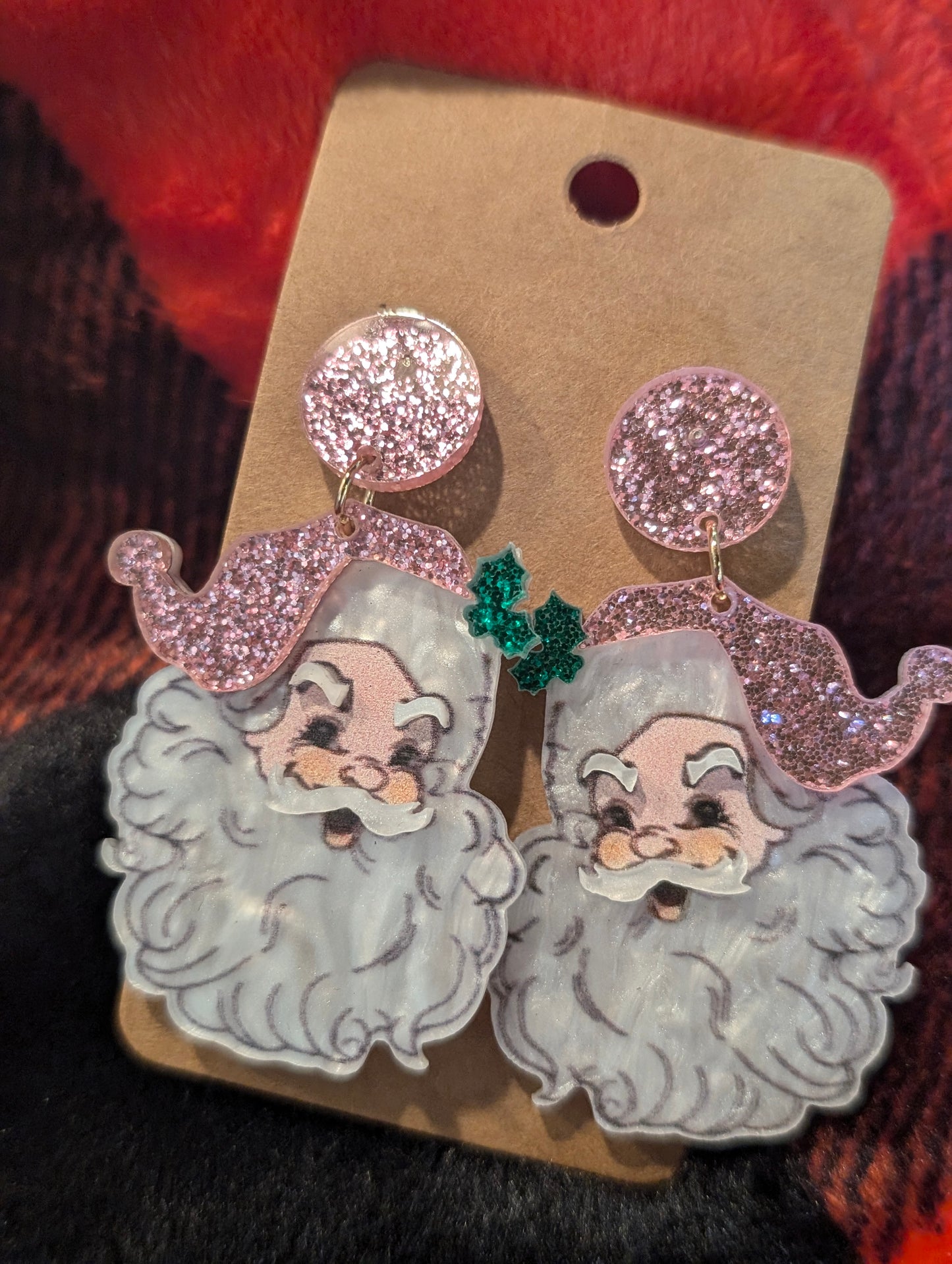 Pink Santa Earings