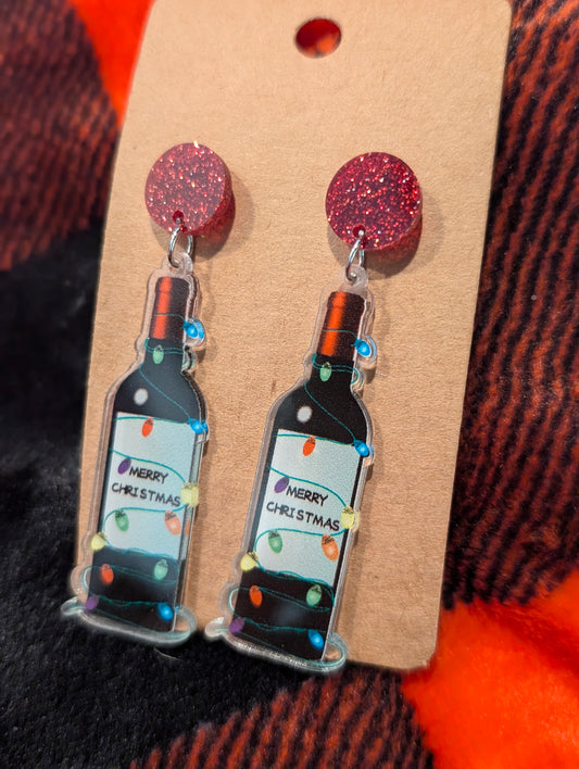 Merry Christmas Wine Earings