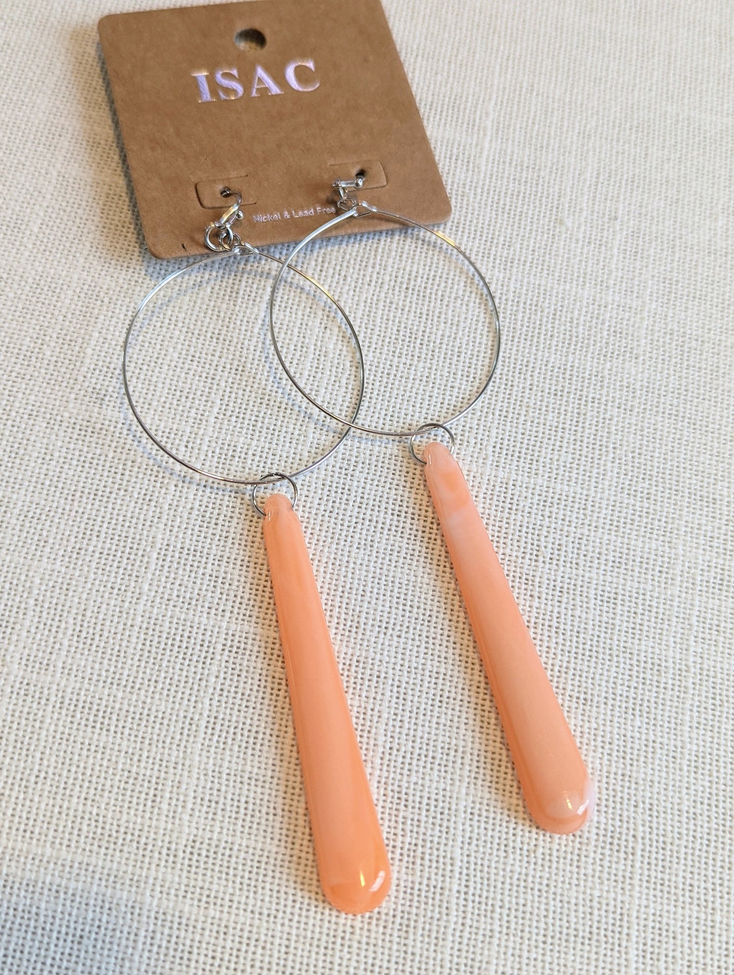 ORANGE RESIN HOOP EARRING