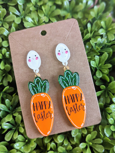 HAPPY EASTER Carrot Acrylic Earrings