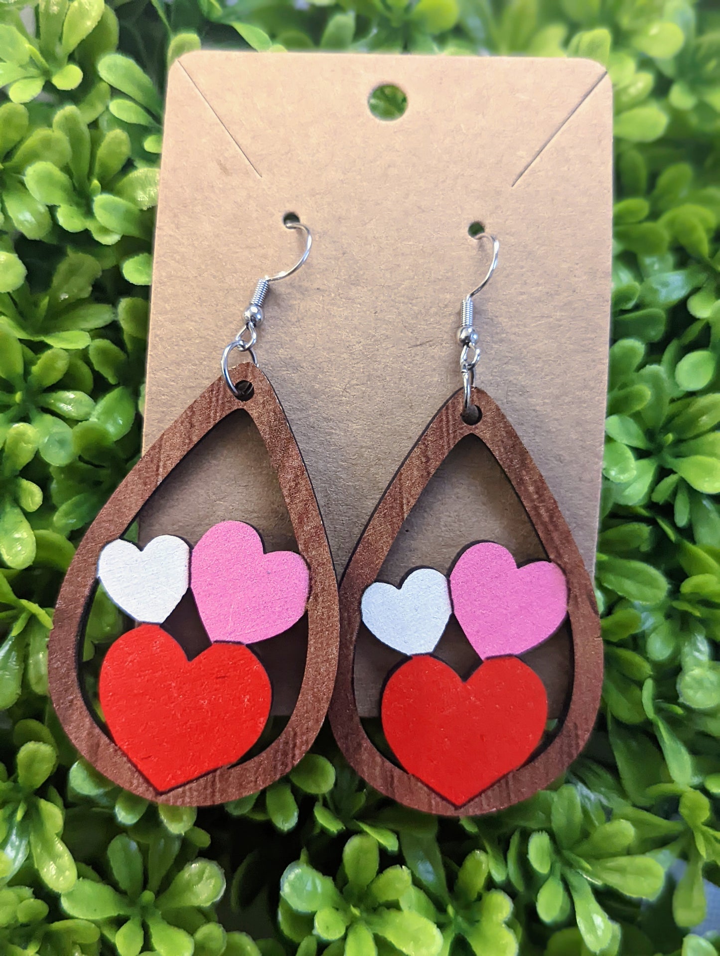 Multicolor Valentines Heart Water Drop Earrings