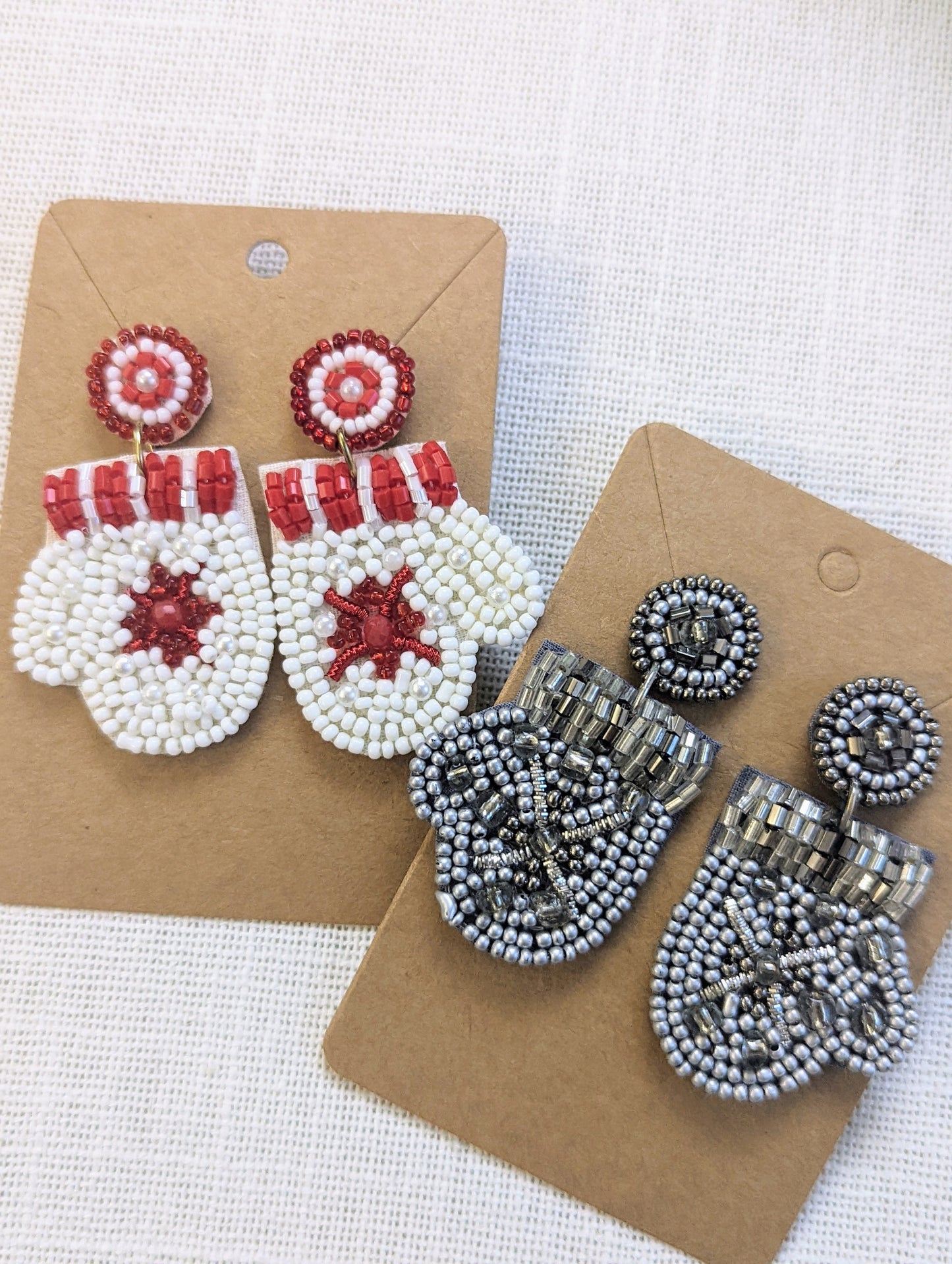 BEADED WINTER MITTEN EARRINGS