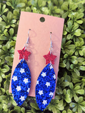 Load image into Gallery viewer, Blue American flag star stripe element leather Earrings