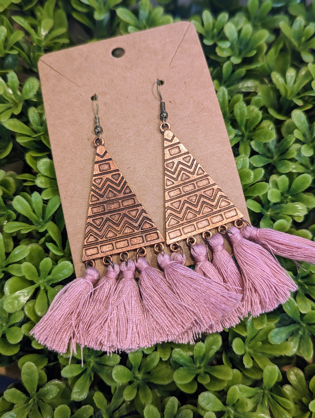 Dusty pink tassel earrings