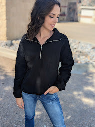 Black Zipped Collar Sweatshirt