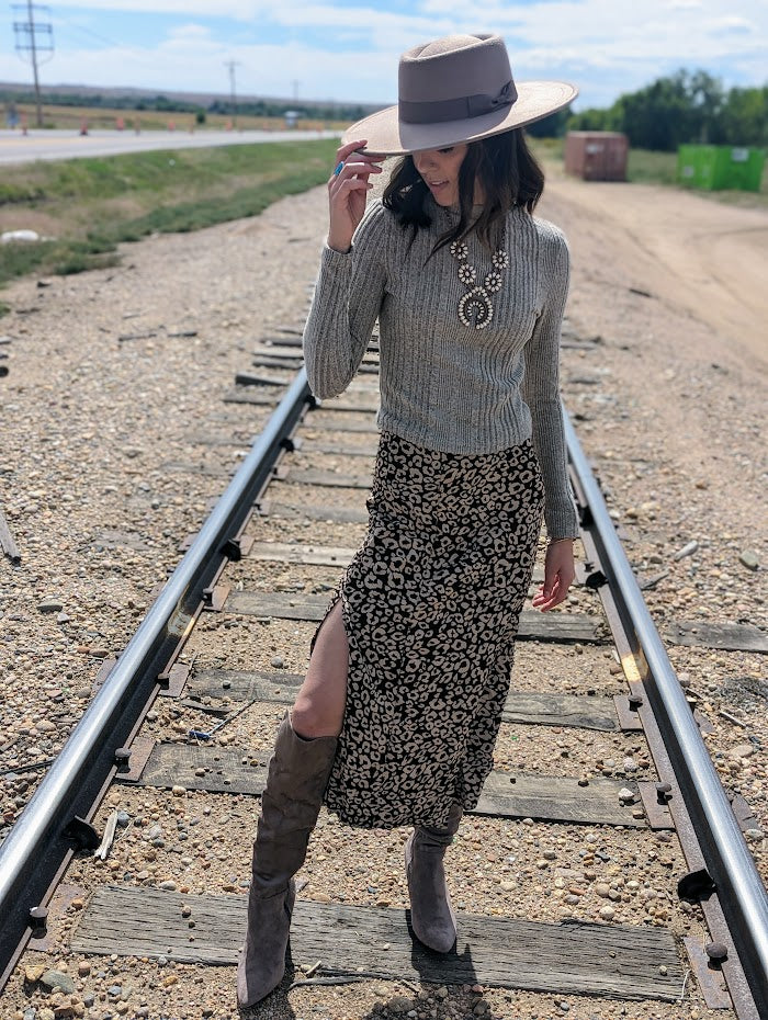 Leopard Slit Skirt