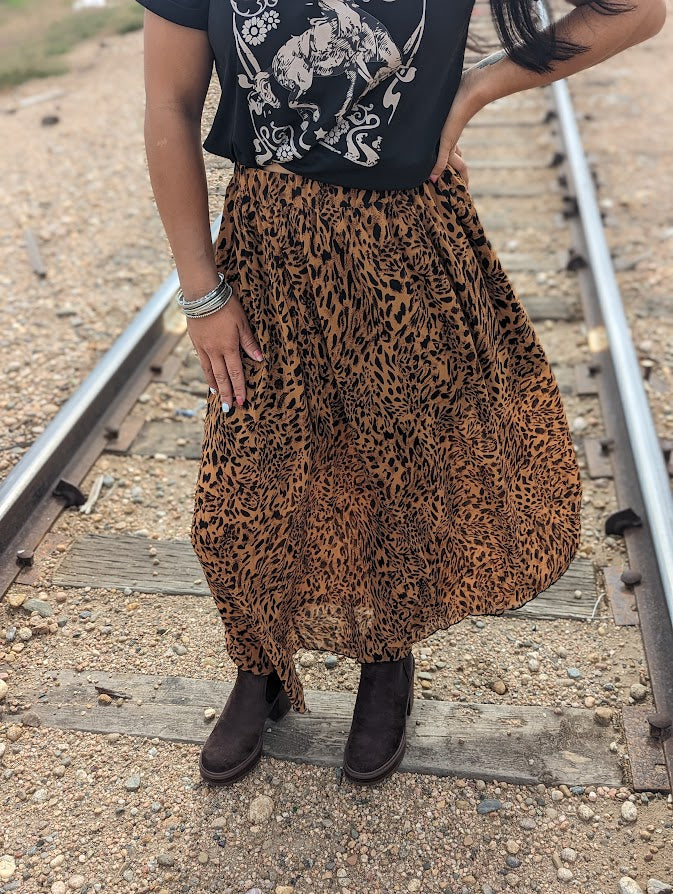 Leopard Print Flare Skirt