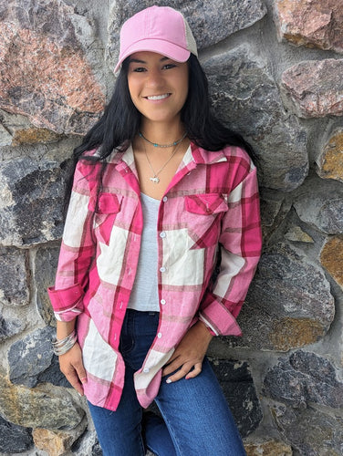 Pink Light Weight Plaid Flannel