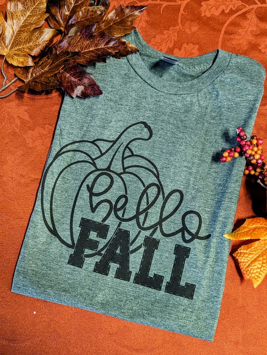 Hello Fall - Green Tee