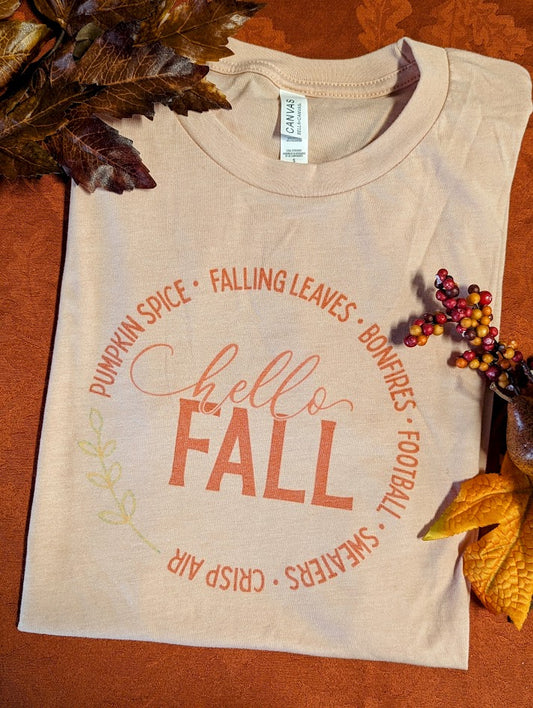 Hello Fall - Peach Tee