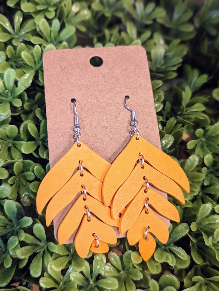 Yellow Leaf Drop Earrings