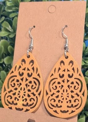 Yellow Wooden Drop Earrings