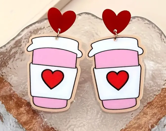 Valentines Day Coffee Cup Earrings