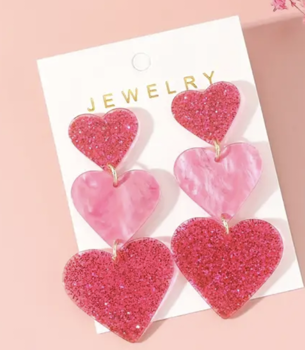 3 Heart Earrings