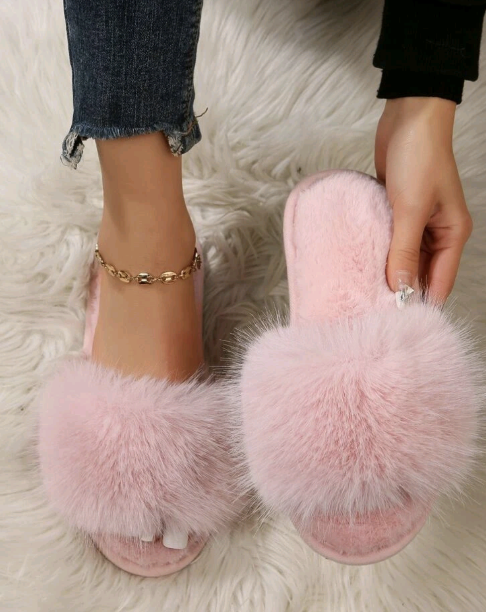 Fuzzy Pink Slippers