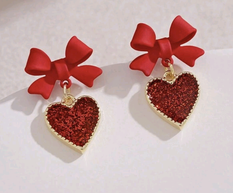 Red bow earrings