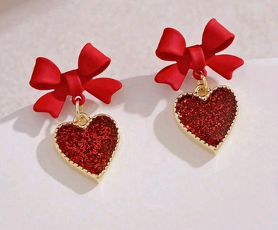 Red bow earrings