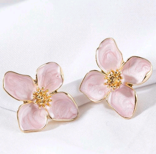 Spring Pink Flower Earrings