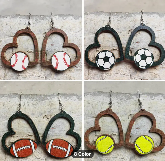 Sport Heart Wood Earrings