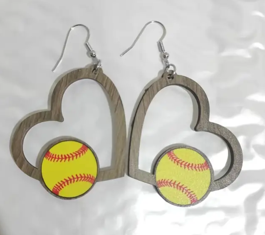 Sport Heart Wood Earrings