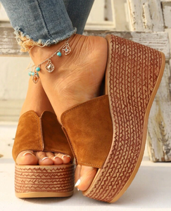 Brown Wedge Heel Women's Sandals