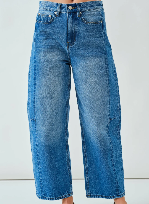 Blue Medium Wash Barrel Jeans