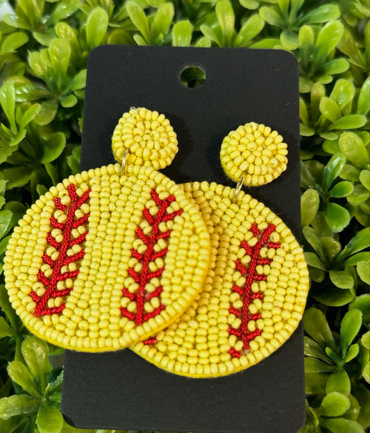 Beaded Softball Earrings