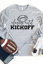 Load image into Gallery viewer, Gray KICKOFF Rugby Letter Print Long Sleeve Top