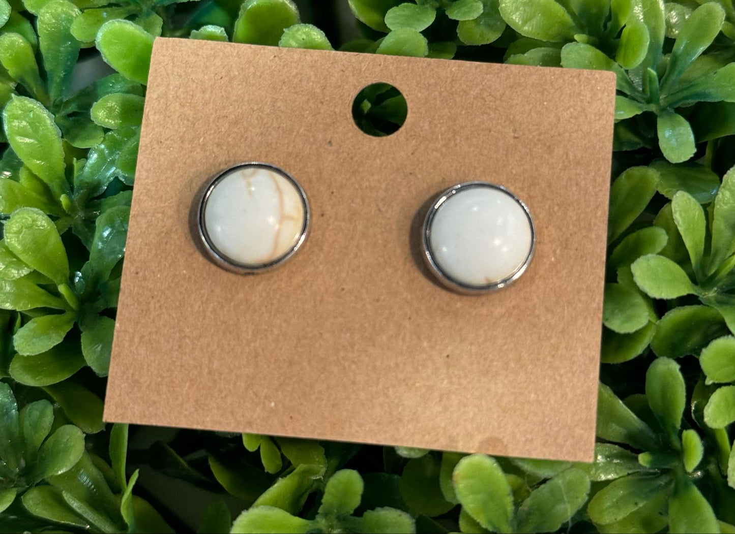 White Stone Stud Earrings