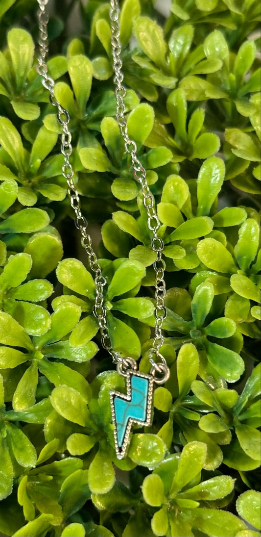 Turquoise Lightening Bolt Necklace