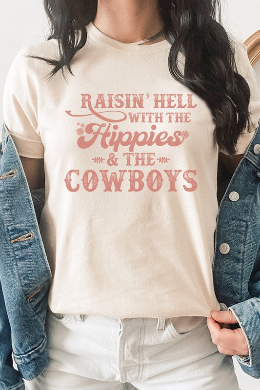 Raisin Hell With Hippies and Cowboys Graphic Tee