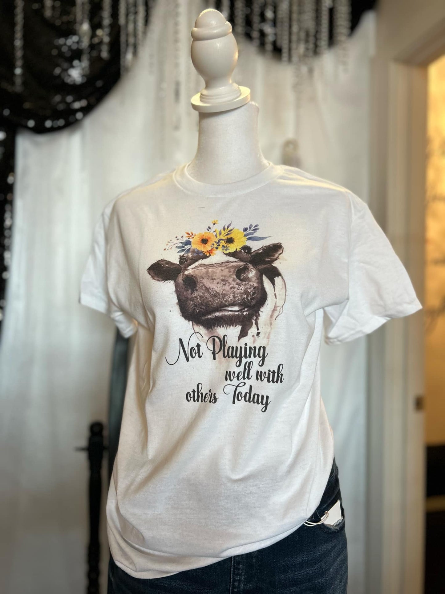 Not Playing Well With Others Cow Tee