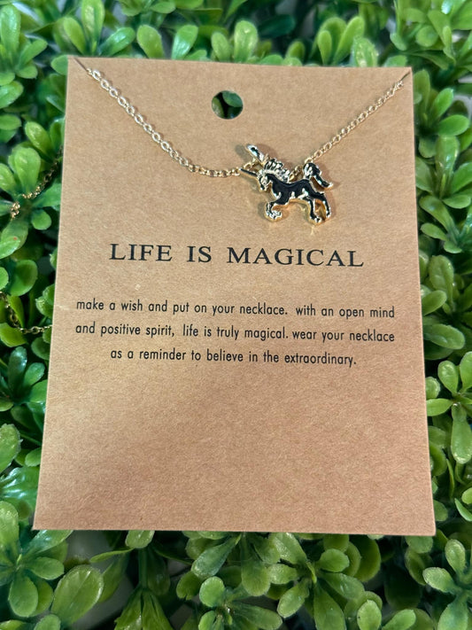 Life is Magic Unicorn Necklace