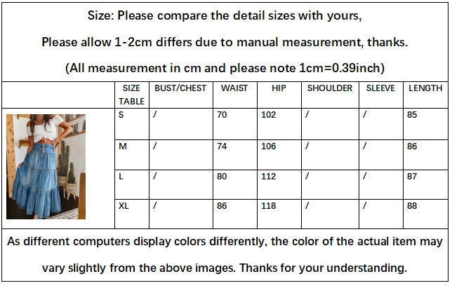 Bohemian Tiered Denim Skirt A-Line