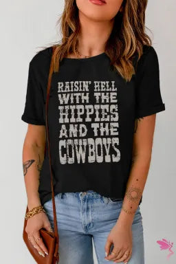 Raise Hell with The Hippies And The Cowboys Graphic Tee