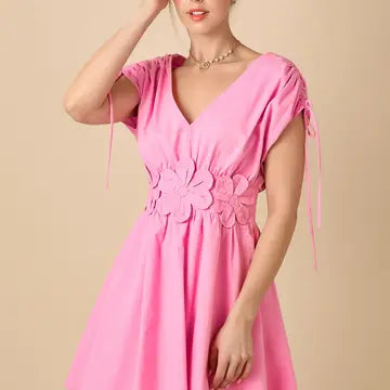 V-neck Pink Dress