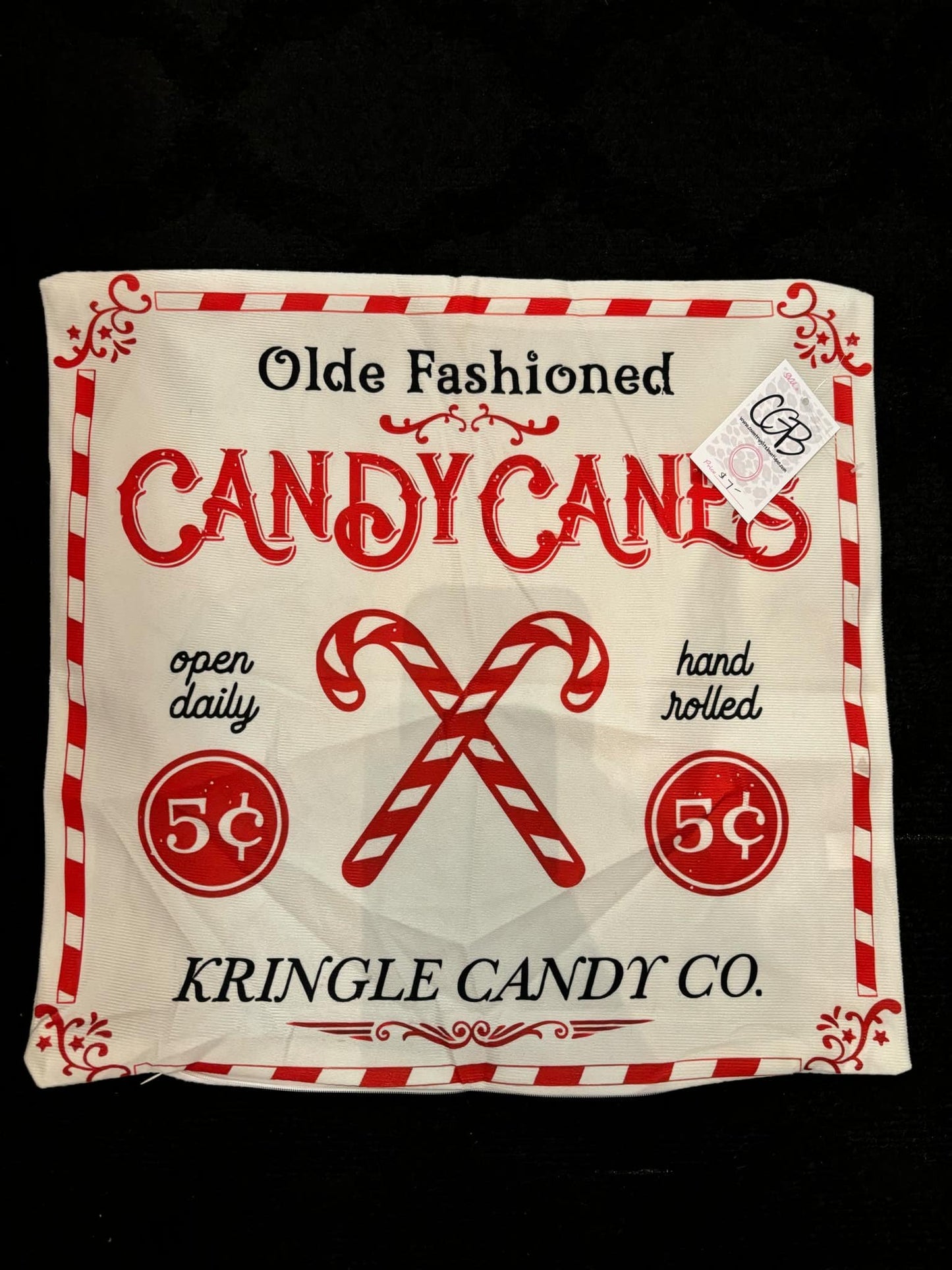 Candy Cane Pillow Case with Pillow