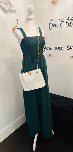 Green Spaghetti Strap Jumpsuit with Pockets