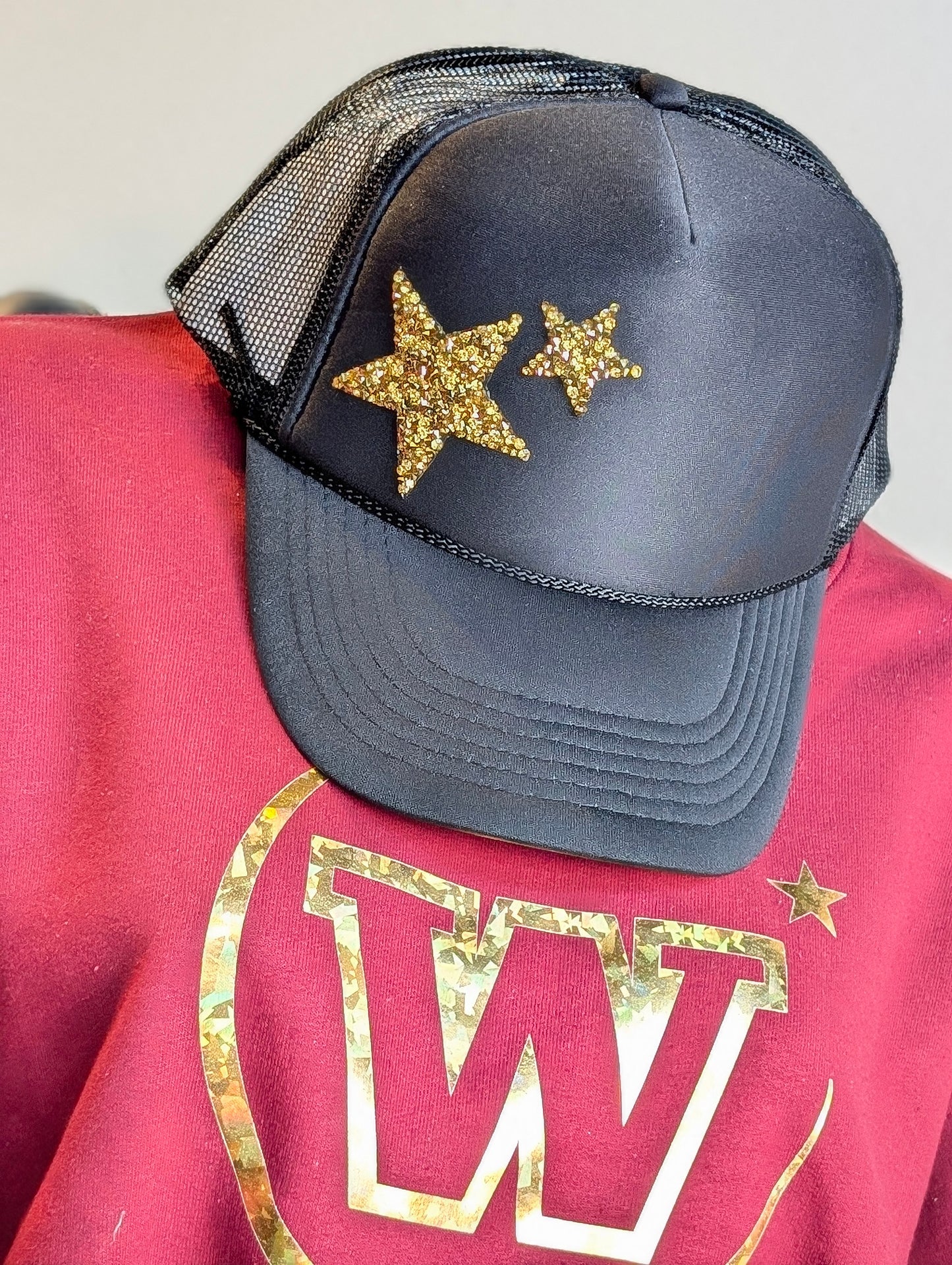 Black Gold Star Trucker Hat