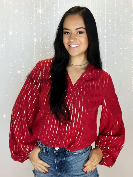 Red Gold Flake Blouse