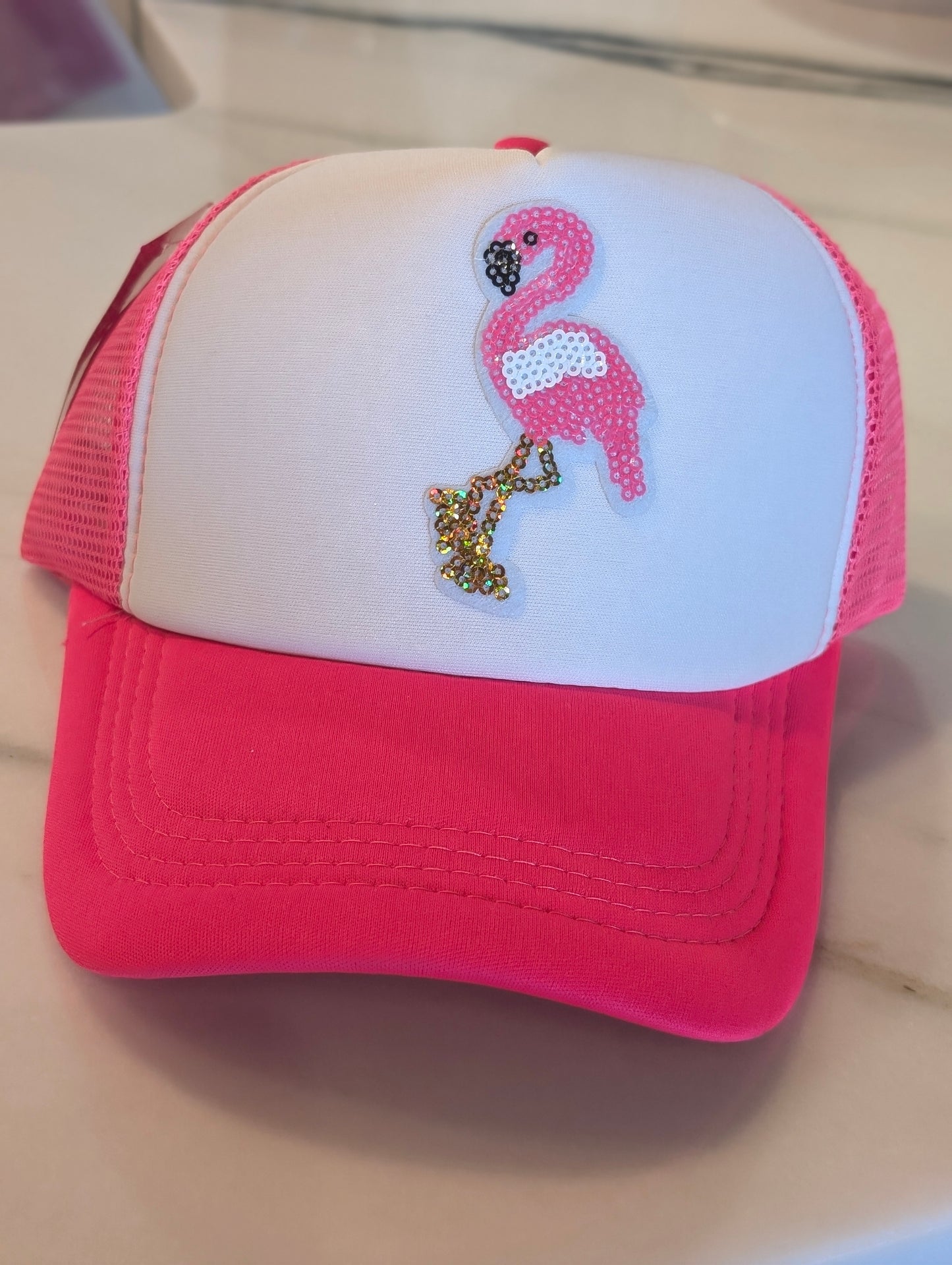 Pink Flamingo Trucker Hat Custom Patches