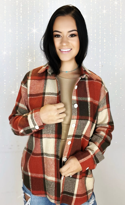 Fall Rust Plaid Flannel -So Soft