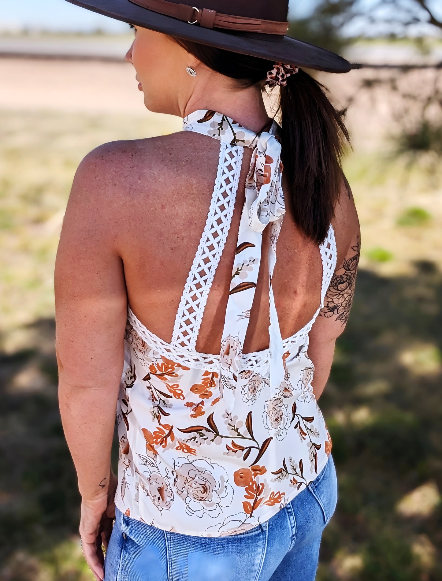 Floral Print Sexy Backless Sleeveless Beach Halter Top