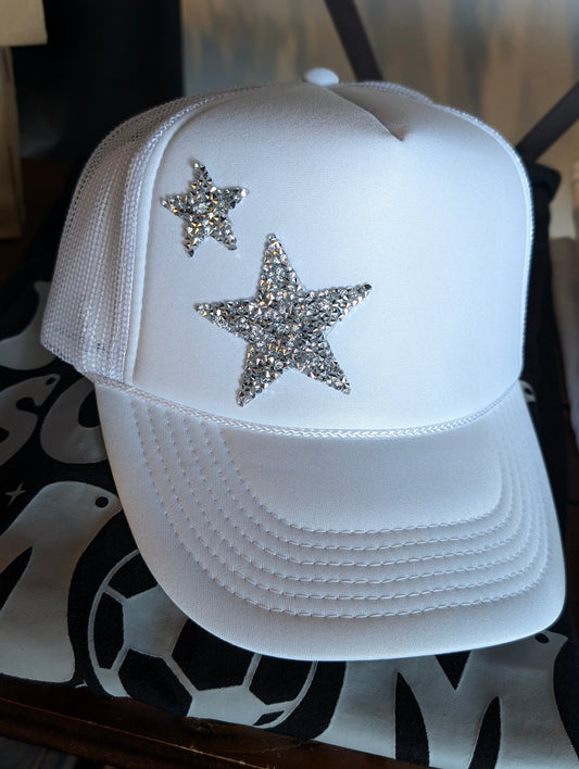 White Silver Star Trucker Hat