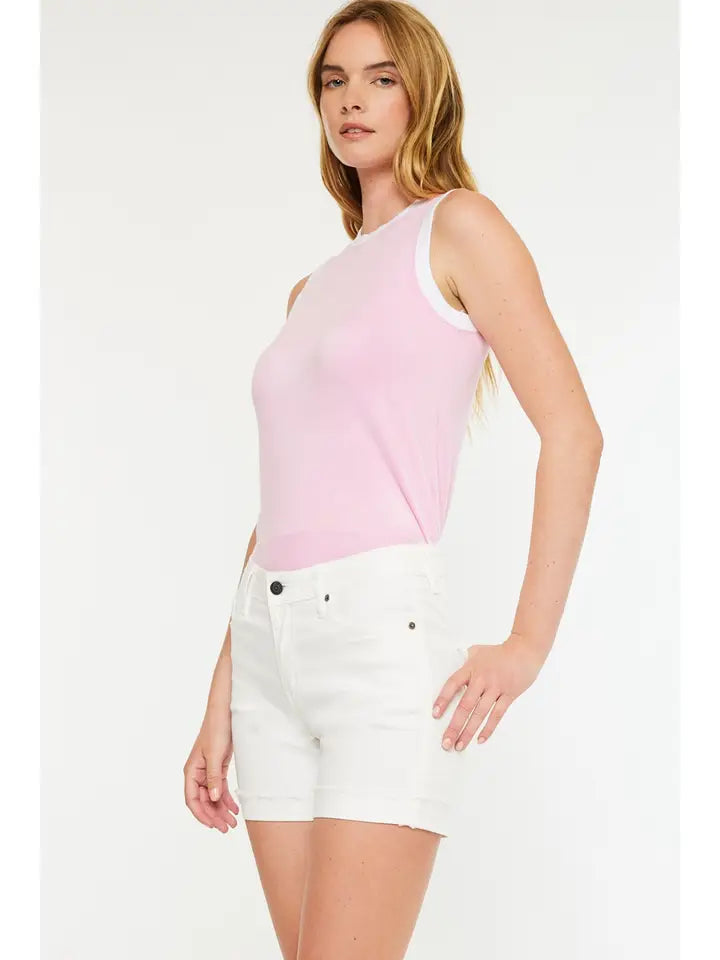 Mid Rise White Shorts
